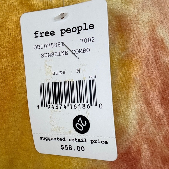 NWT Free People Bright Eyes Velvet Tee in Sunshine Combo Color Size Medium - Picture 2 of 4
